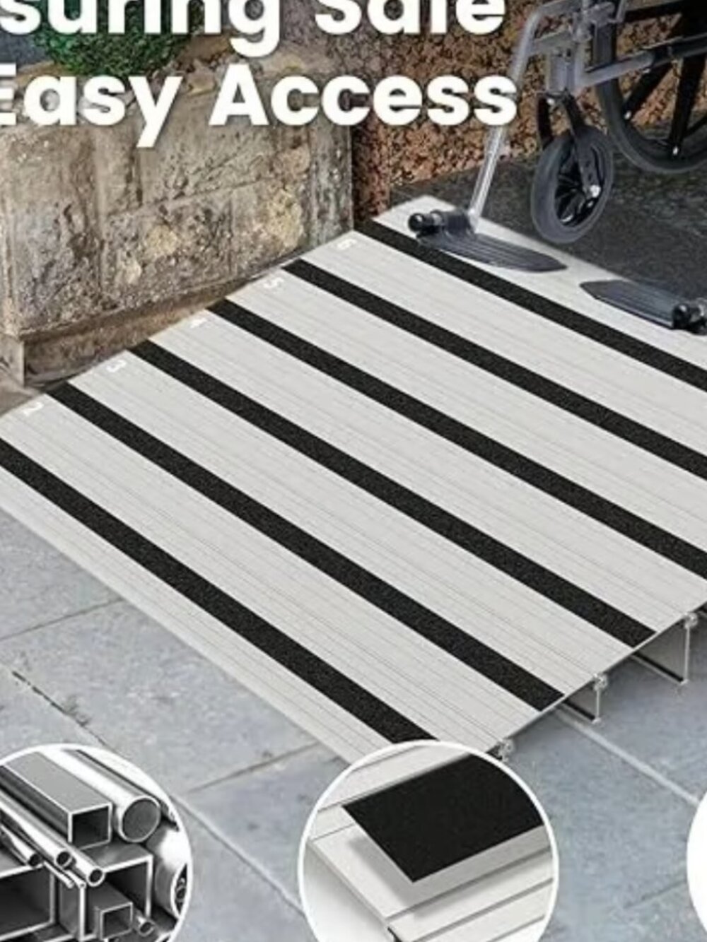 Nuvium 3" Aluminum Threshold Ramp 800 lb Portable Wheelchair & Scooter Ramp